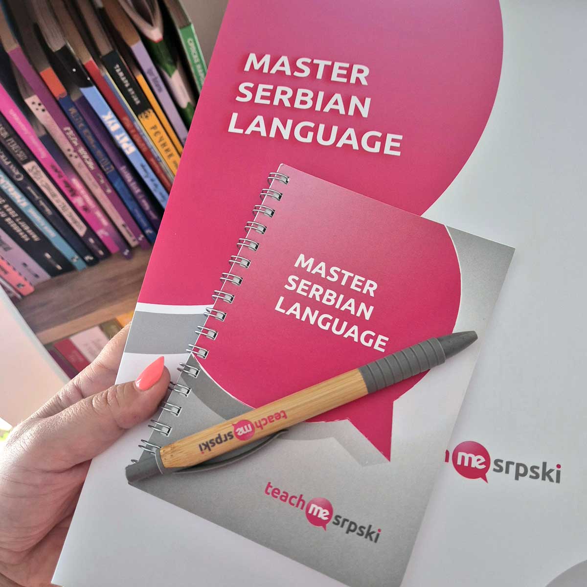 Teach me SRPSKI - folder, notebook, and pencil